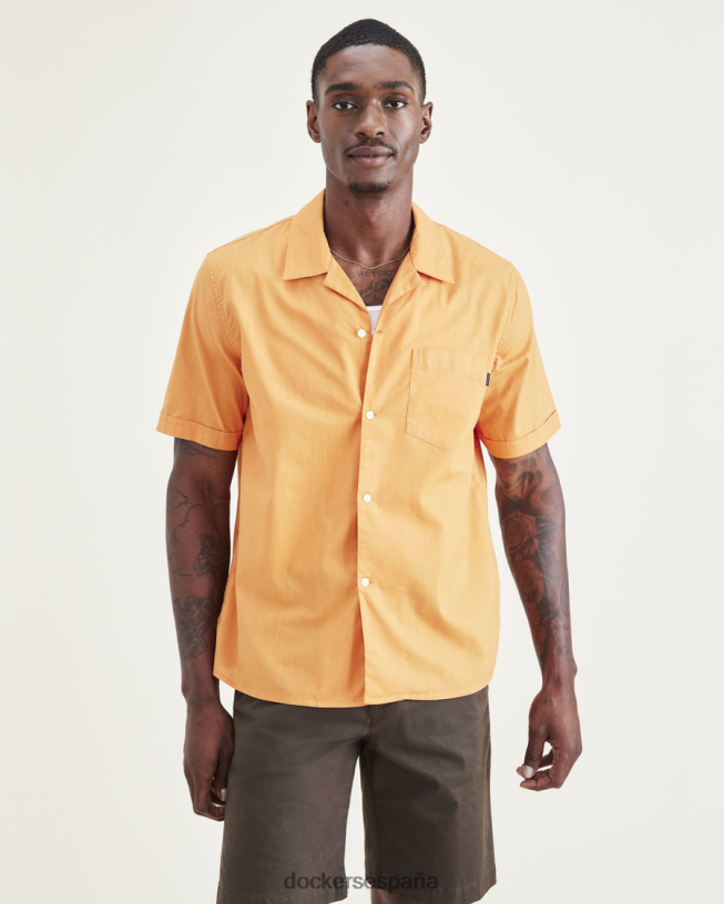 camisa con cuello camp, corte regular hombres Dockers albaricoque - naranja ropa 8F0406127