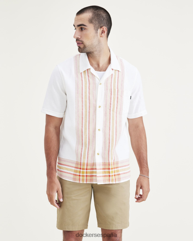camisa con cuello camp, corte regular hombres Dockers arcilla roja ropa 8F0406192