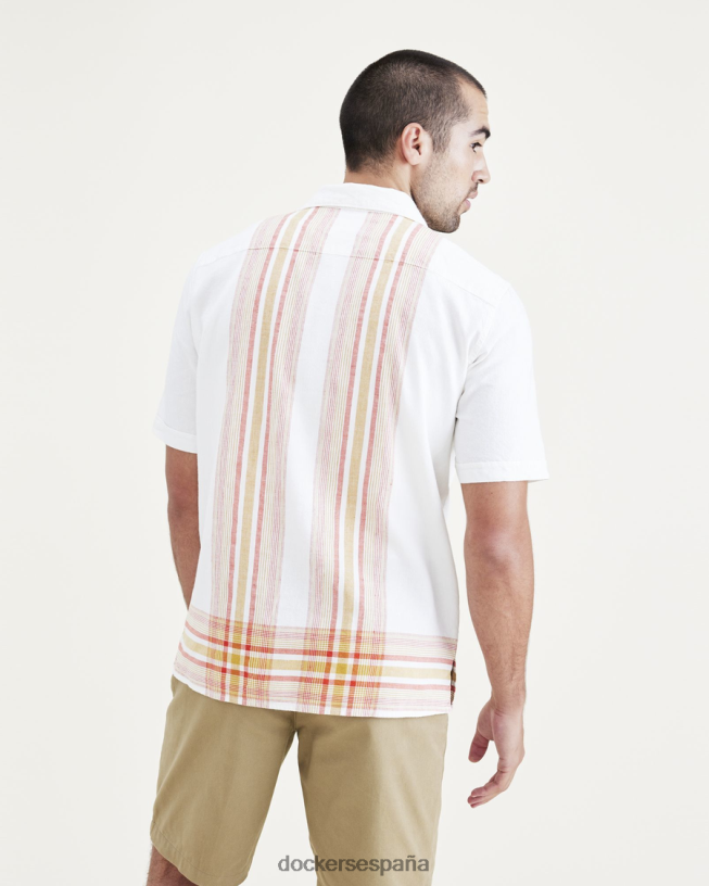 camisa con cuello camp, corte regular hombres Dockers arcilla roja ropa 8F0406192