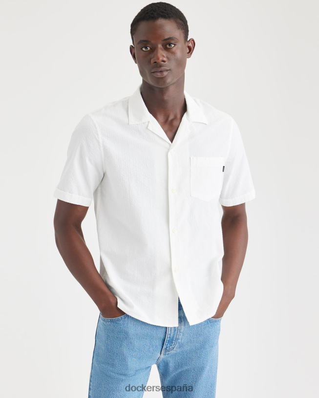camisa con cuello camp, corte regular hombres Dockers blanco brillante ropa 8F0406129
