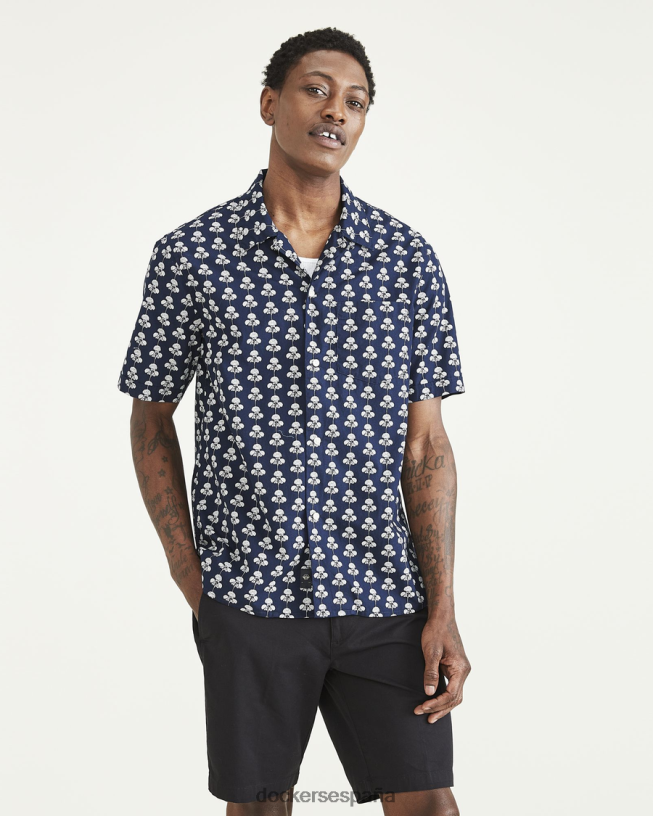 camisa con cuello camp, corte regular hombres Dockers blazer azul marino - azul ropa 8F0406567