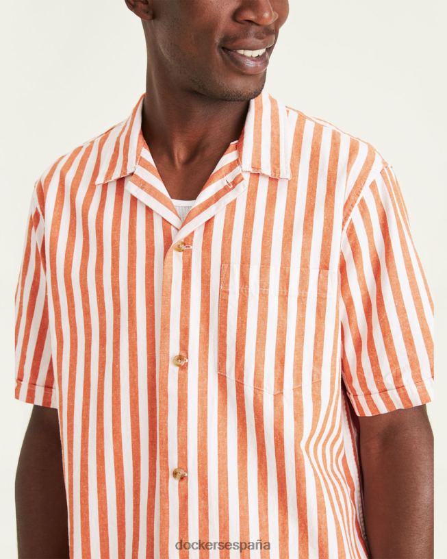 camisa con cuello camp, corte regular hombres Dockers cosecha calabaza - naranja ropa 8F0406533