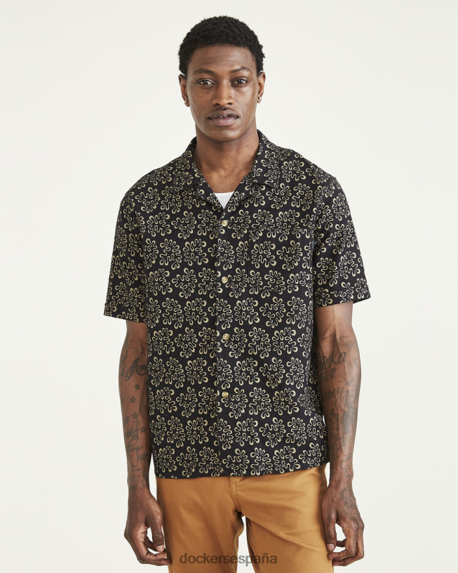 camisa con cuello camp, corte regular hombres Dockers hermoso negro ropa 8F0406530