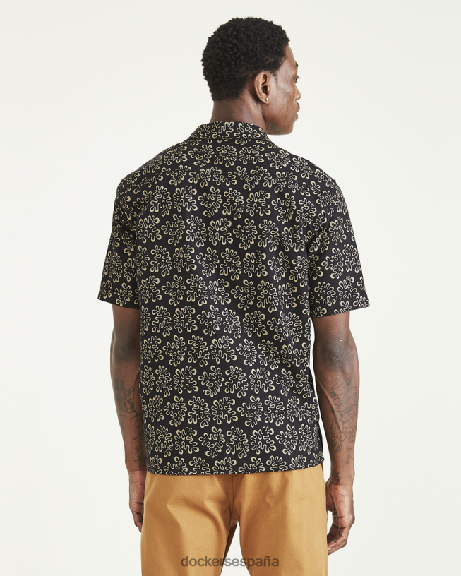 camisa con cuello camp, corte regular hombres Dockers hermoso negro ropa 8F0406530