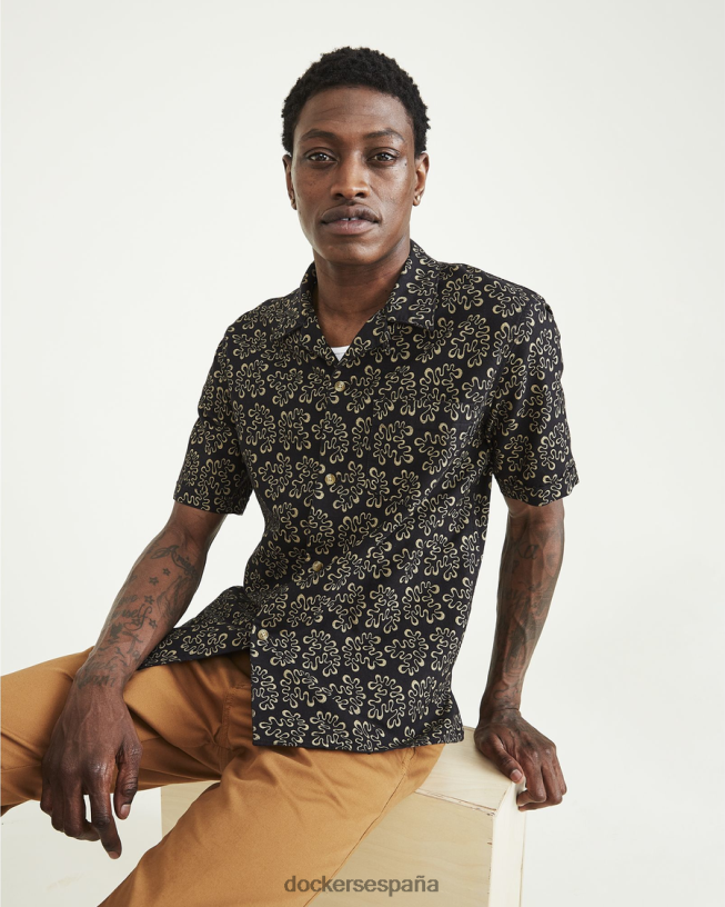 camisa con cuello camp, corte regular hombres Dockers hermoso negro ropa 8F0406530