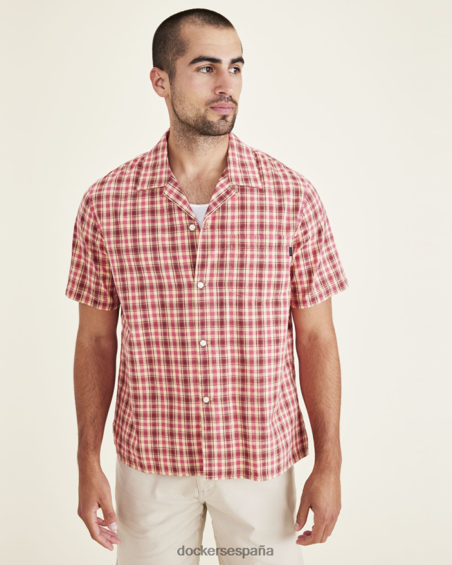 camisa con cuello camp, corte regular hombres Dockers manzana especiada - roja ropa 8F0406128