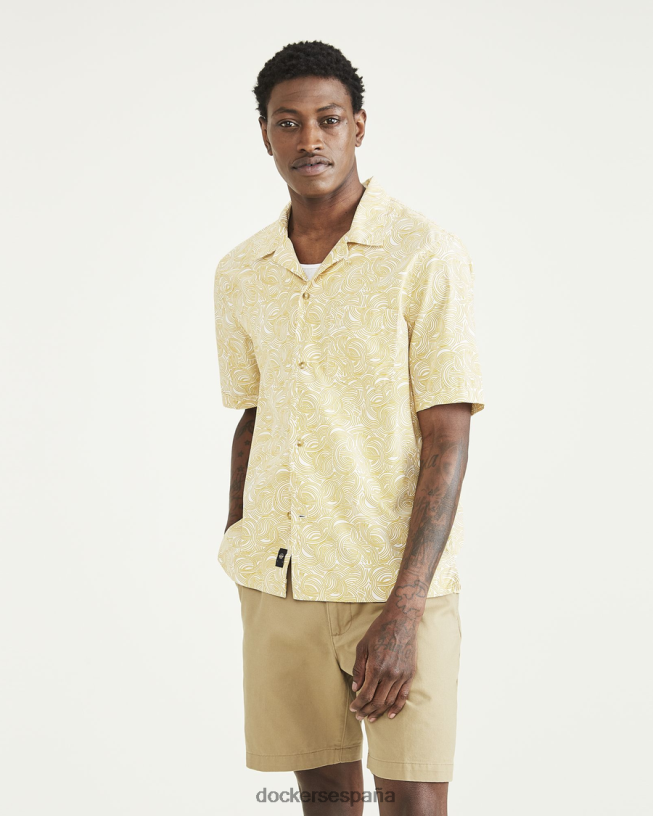 camisa con cuello camp, corte regular hombres Dockers oropel - amarillo ropa 8F0406565