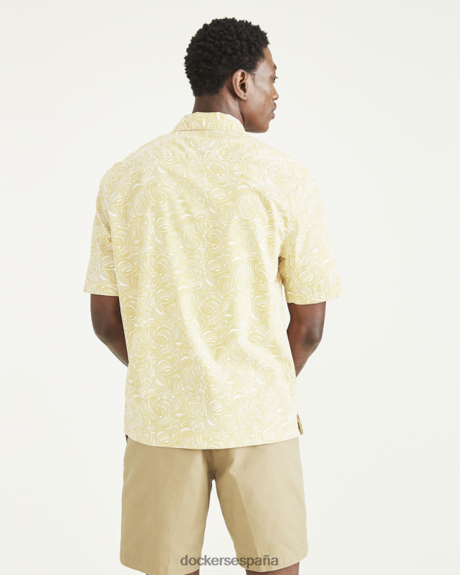 camisa con cuello camp, corte regular hombres Dockers oropel - amarillo ropa 8F0406565