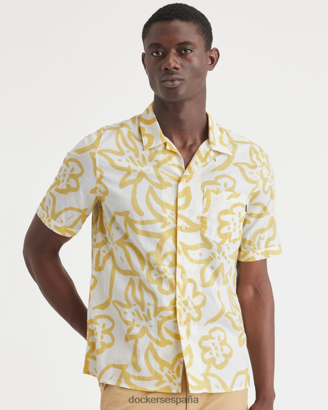 camisa con cuello camp, corte regular hombres Dockers rodaja de piña de manglar - amarillo ropa 8F0406130