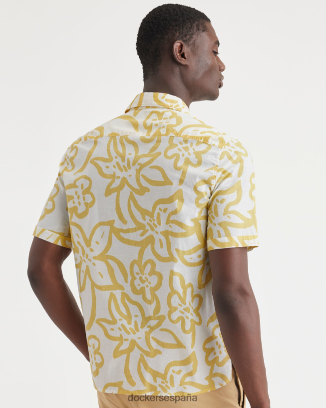 camisa con cuello camp, corte regular hombres Dockers rodaja de piña de manglar - amarillo ropa 8F0406130
