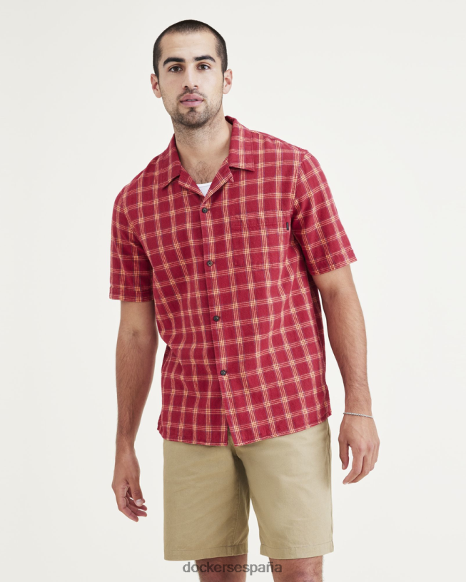 camisa con cuello camp, corte regular hombres Dockers rojo ropa 8F0406193