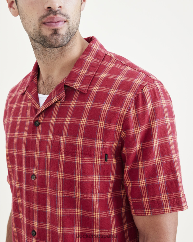 camisa con cuello camp, corte regular hombres Dockers rojo ropa 8F0406193