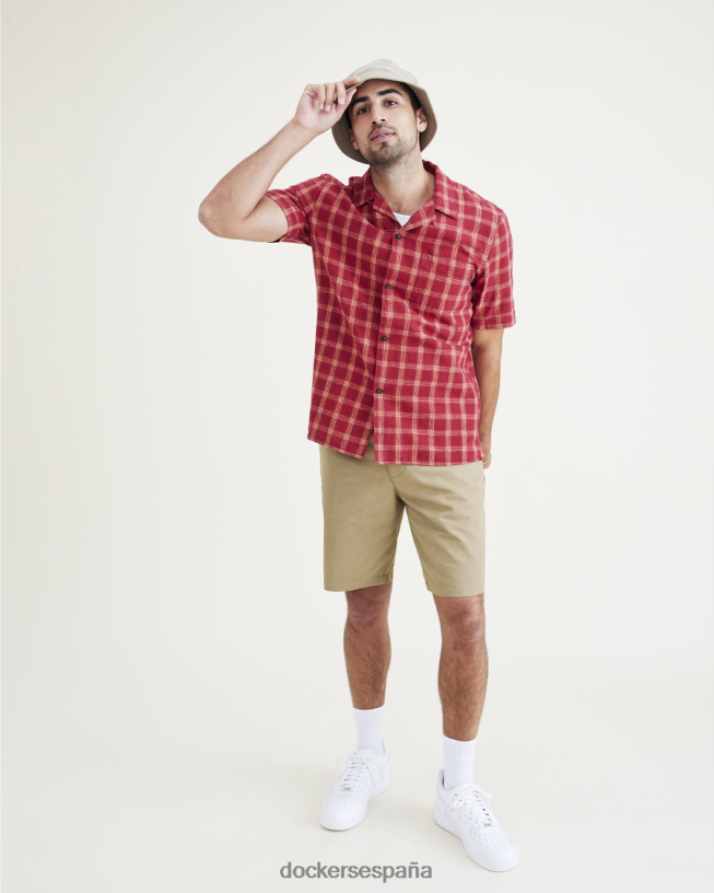 camisa con cuello camp, corte regular hombres Dockers rojo ropa 8F0406193