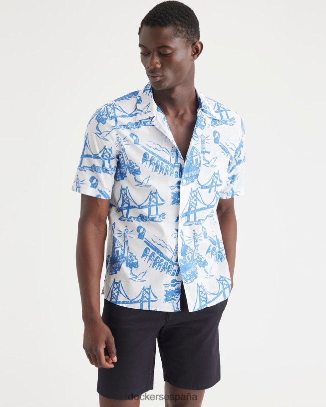 camisa con cuello camp, corte regular hombres Dockers sobreponer cerámica azul ropa 8F0406126