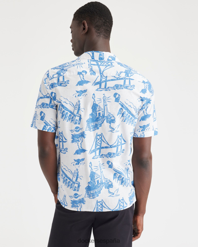 camisa con cuello camp, corte regular hombres Dockers sobreponer cerámica azul ropa 8F0406126