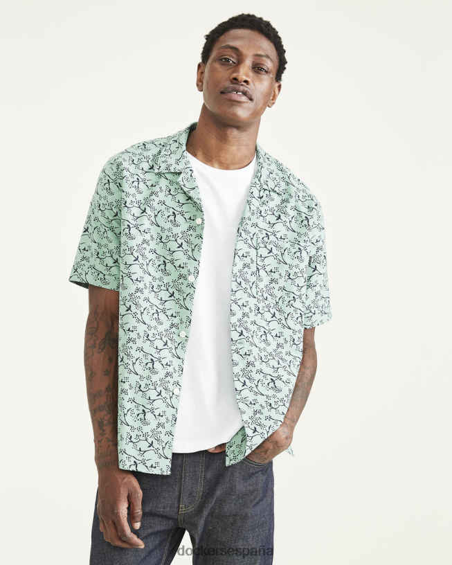 camisa con cuello camp, corte regular hombres Dockers verde malaquita ropa 8F0406531