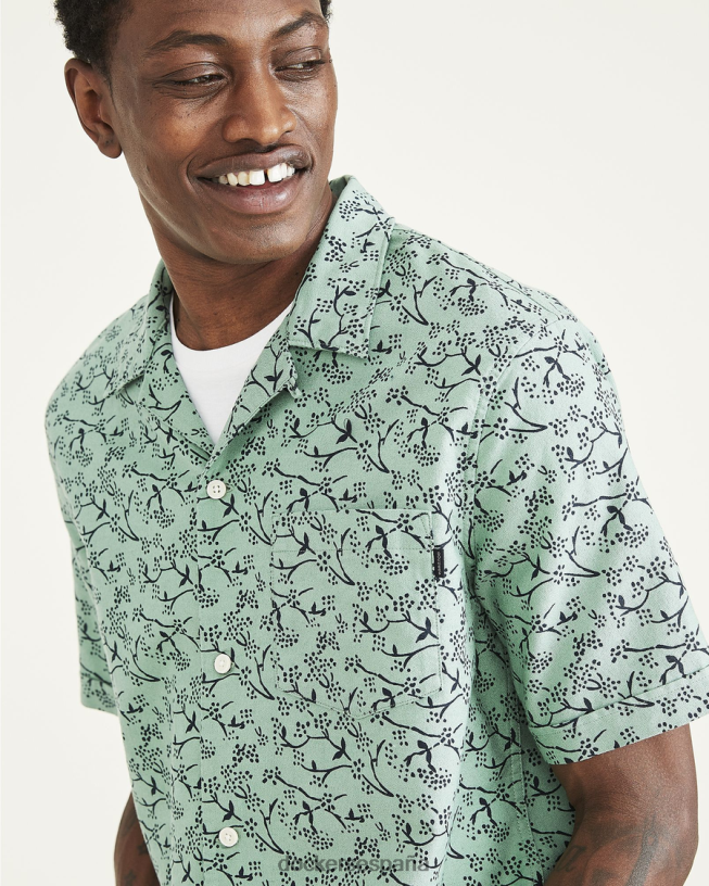 camisa con cuello camp, corte regular hombres Dockers verde malaquita ropa 8F0406531