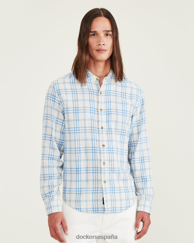 camisa con cuello mao, corte regular hombres Dockers garceta zuma - azul ropa 8F0406683