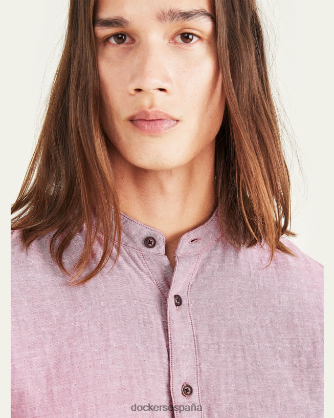 camisa con cuello mao, corte regular hombres Dockers mirística - rojo ropa 8F0406682