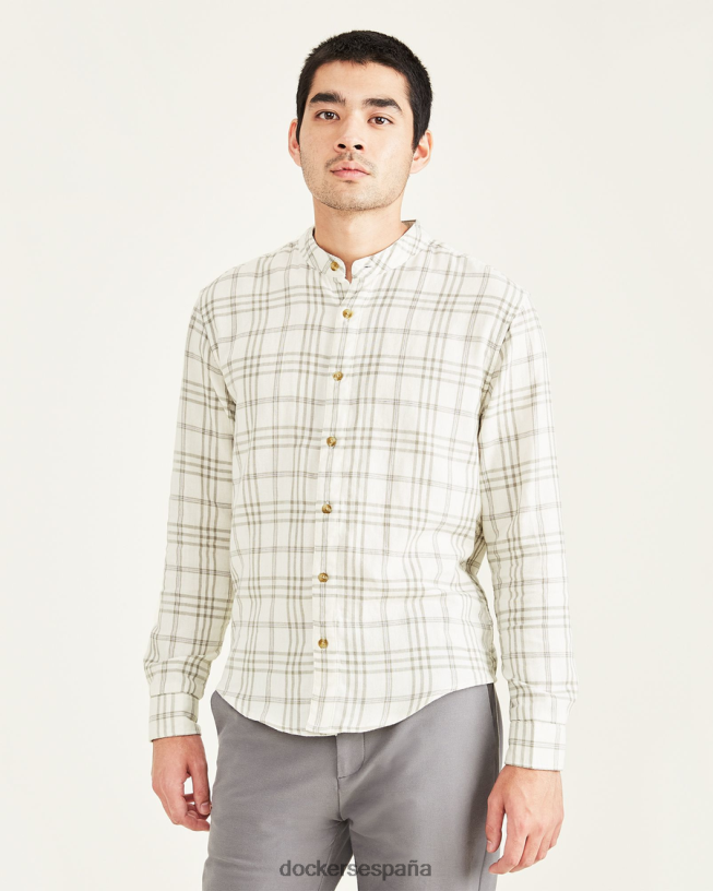 camisa con cuello mao, corte regular hombres Dockers niebla del bosque - gris ropa 8F0406684