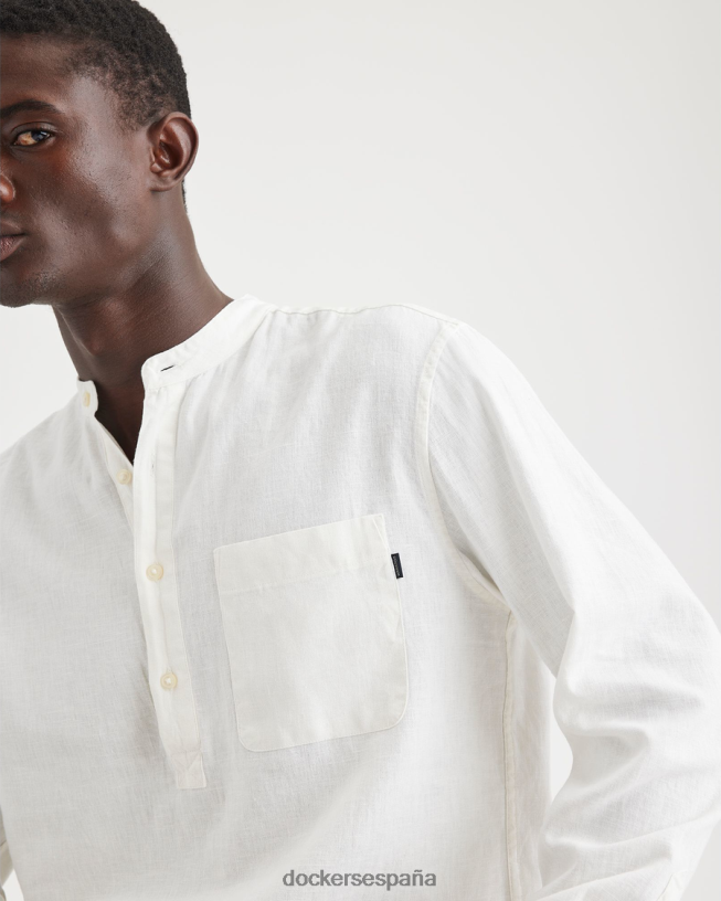 camisa con cuello popover y corte regular hombres Dockers lino de algodón sin teñir - tostado ropa 8F0406120