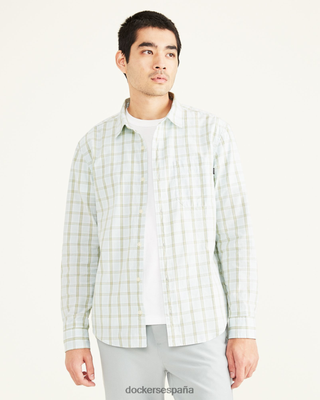 camisa de popelina lavada, corte regular hombres Dockers azul cerúleo ropa 8F0406627
