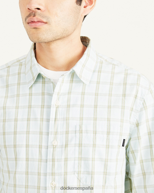 camisa de popelina lavada, corte regular hombres Dockers azul cerúleo ropa 8F0406627