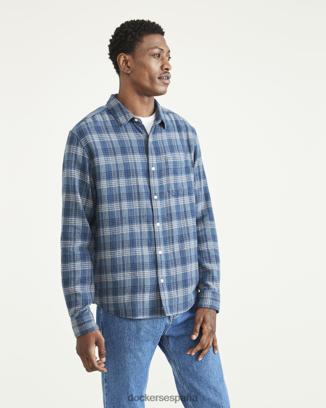 camisa de popelina lavada, corte regular hombres Dockers bosque mágico - verde ropa 8F0406629