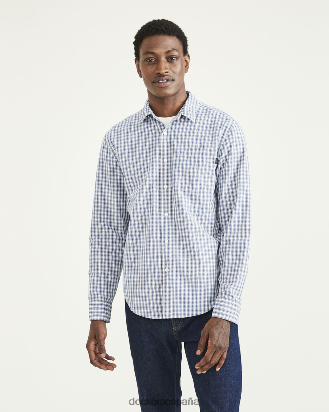 camisa de popelina lavada, corte regular hombres Dockers índigo vintage - azul ropa 8F0406625