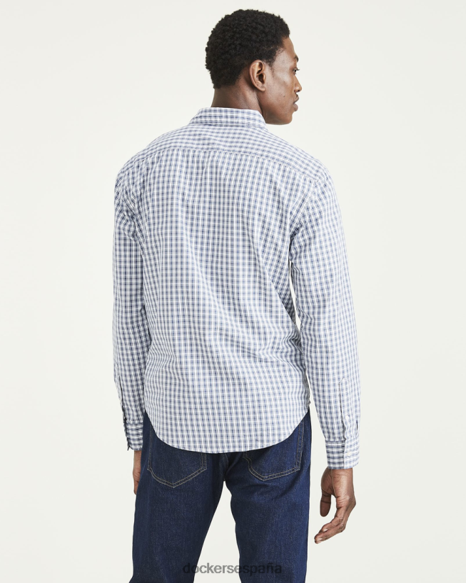 camisa de popelina lavada, corte regular hombres Dockers índigo vintage - azul ropa 8F0406625