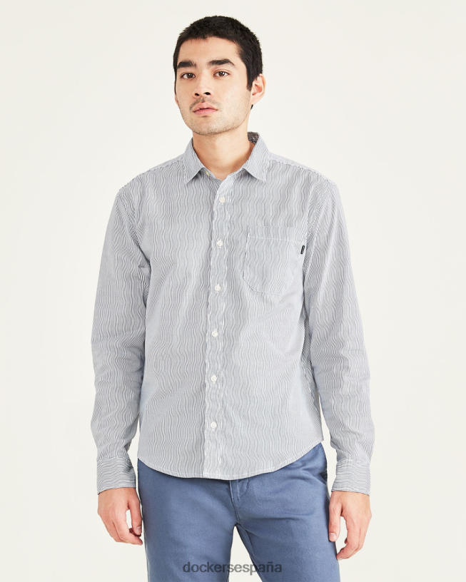 camisa de popelina lavada, corte regular hombres Dockers índigo vintage - azul ropa 8F0406626