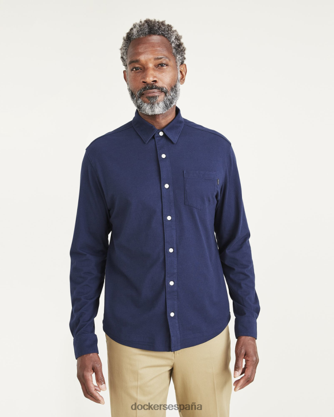 camisa de punto con botones, corte regular hombres Dockers blazer azul marino - azul ropa 8F0406220