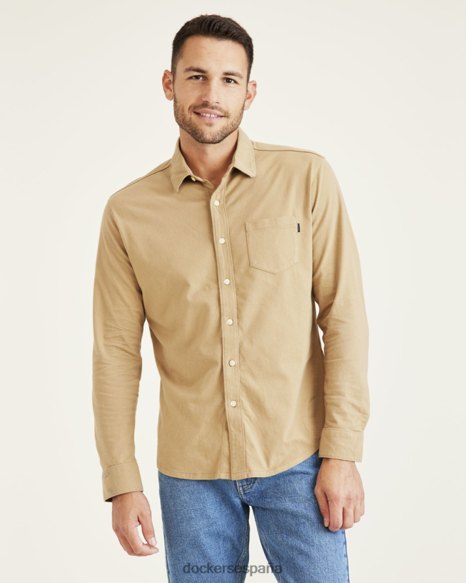 camisa de punto con botones, corte regular hombres Dockers cosecha de oro - bronceado ropa 8F0406535