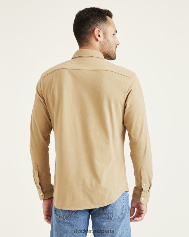 camisa de punto con botones, corte regular hombres Dockers cosecha de oro - bronceado ropa 8F0406535