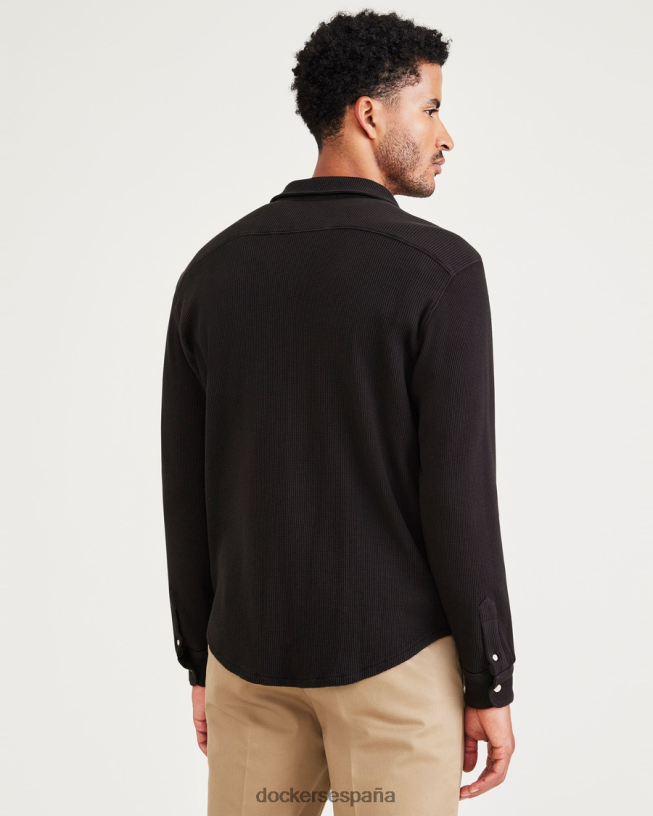 camisa de punto con botones, corte regular hombres Dockers frijol negro - marrón ropa 8F0406534