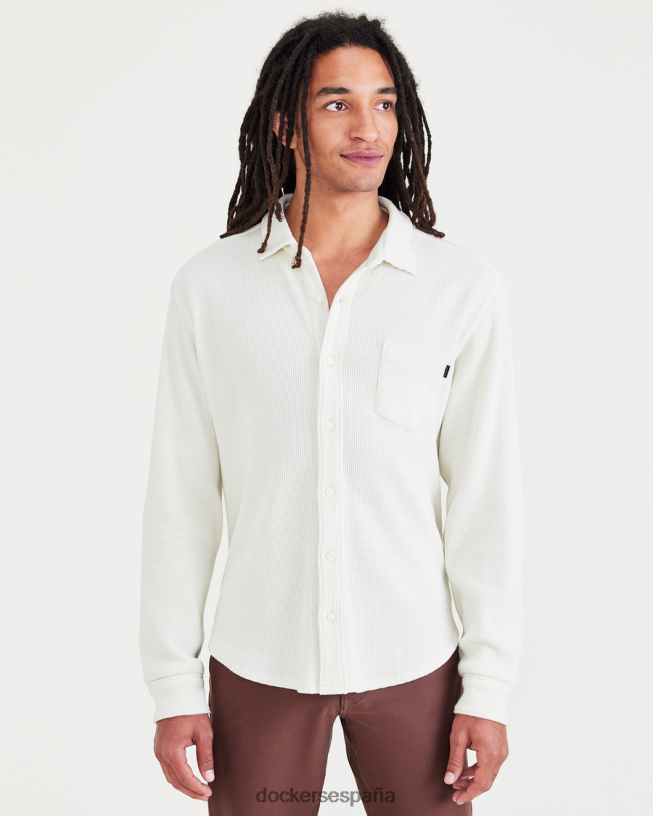 camisa de punto con botones, corte regular hombres Dockers garceta - blanca ropa 8F0406538