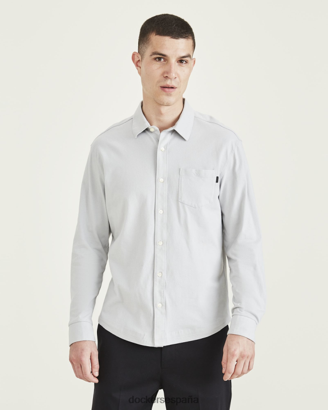 camisa de punto con botones, corte regular hombres Dockers tiro alto - gris ropa 8F0406537