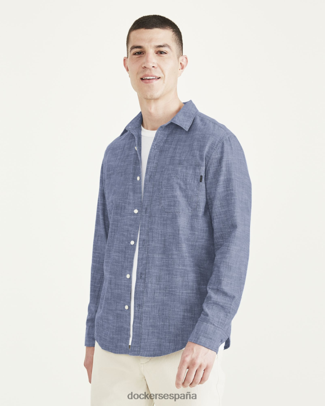 camisa informal, corte regular hombres Dockers lavado ácido azul oscuro - azul ropa 8F0406172