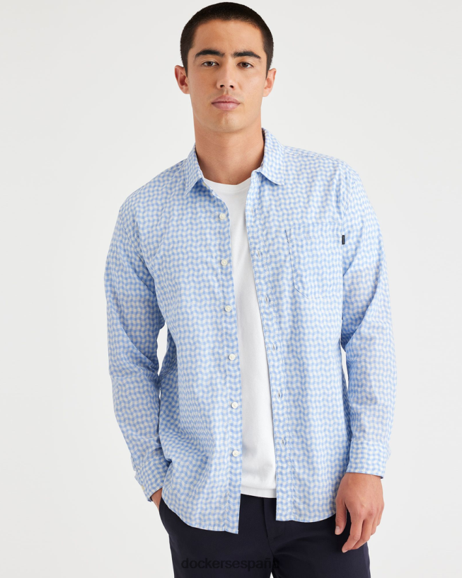 camisa informal, corte regular hombres Dockers playa - azul ropa 8F0406174