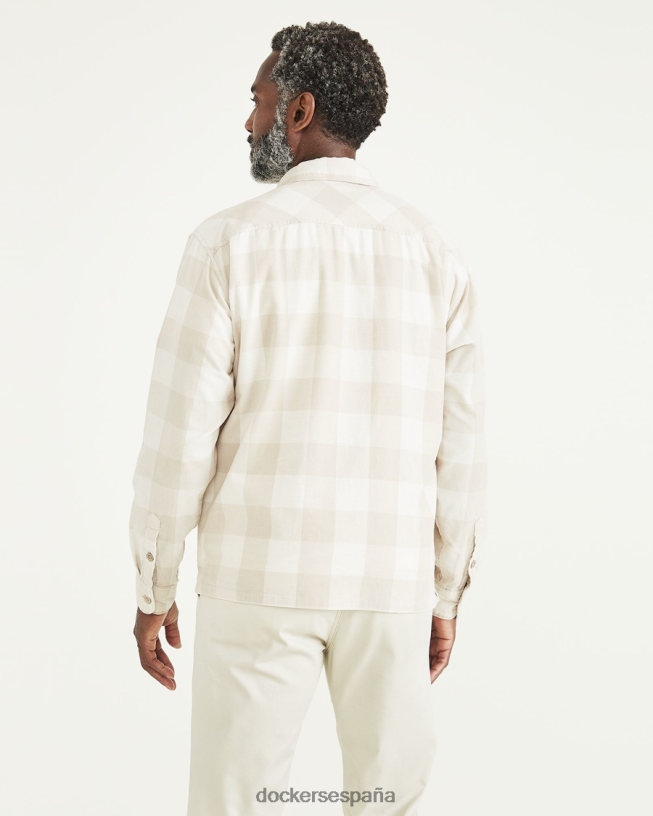 camisa popover con media cremallera, ajuste relajado hombres Dockers garceta - blanca ropa 8F0406821