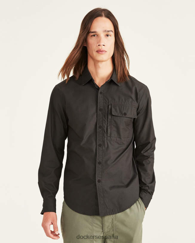 camisa rec con botones, corte regular hombres Dockers pirata negro ropa 8F0406685