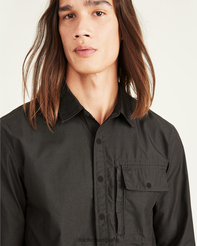 camisa rec con botones, corte regular hombres Dockers pirata negro ropa 8F0406685