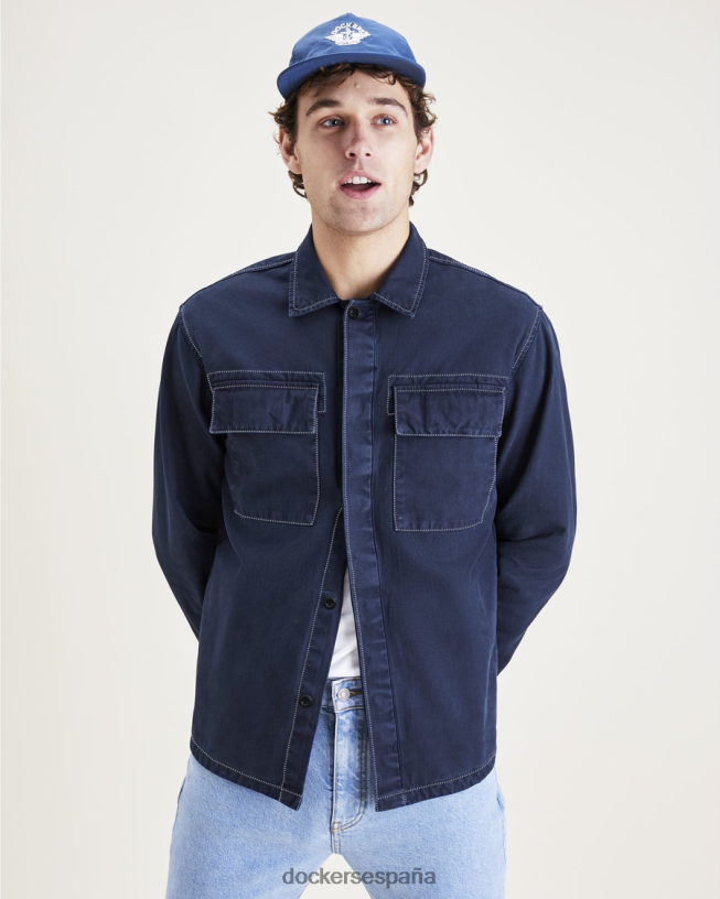 camisa utilitaria, ajuste relajado hombres Dockers azul oscuro ropa 8F0406594