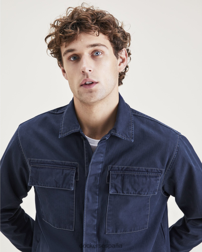 camisa utilitaria, ajuste relajado hombres Dockers azul oscuro ropa 8F0406594
