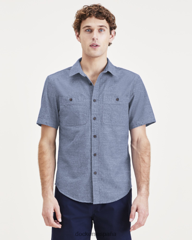 camisa utilitaria, corte regular hombres Dockers lavado ácido azul oscuro - azul ropa 8F0406726