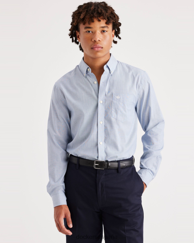 distintiva camisa antimanchas, ajuste clásico hombres Dockers extremo sobre extremo delft - azul ropa 8F0406143