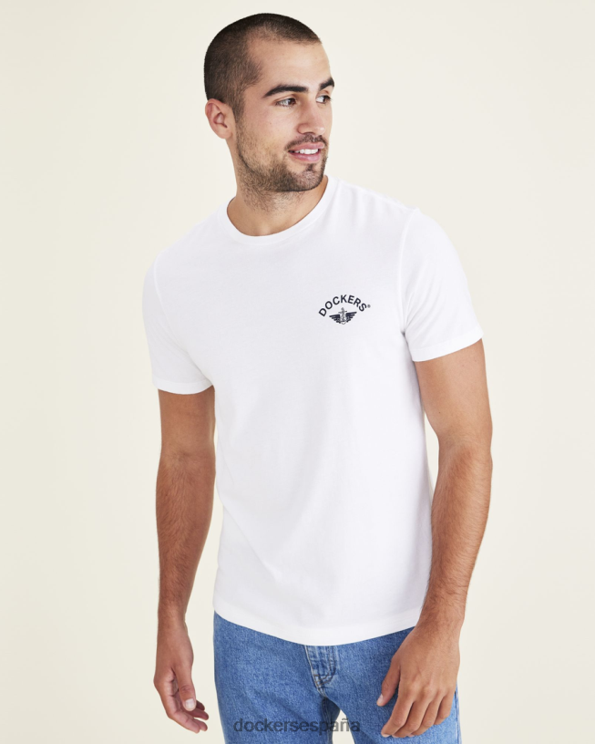Camiseta con estampado de alas y ancla, corte ajustado hombres Dockers blanco brillante ropa 8F0406254