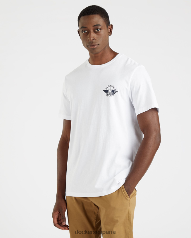 Camiseta con estampado de alas y ancla, corte ajustado hombres Dockers blanco brillante ropa 8F0406257