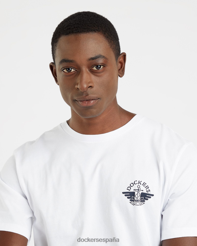Camiseta con estampado de alas y ancla, corte ajustado hombres Dockers blanco brillante ropa 8F0406257