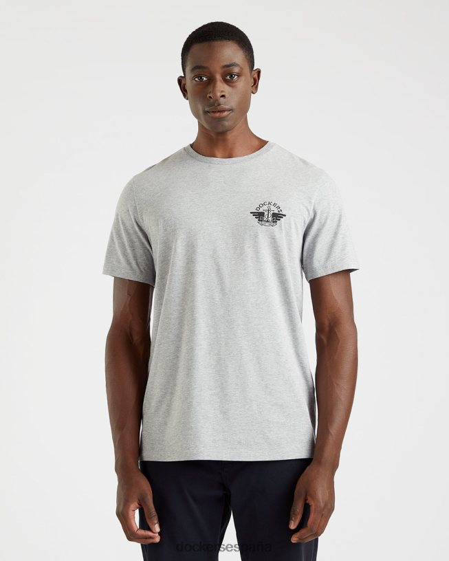 Camiseta con estampado de alas y ancla, corte ajustado hombres Dockers brezo gris ropa 8F0406514